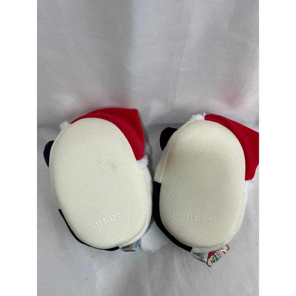 Squishmallows Santa Hat Cat Slippers Kids Size 11/12 Holiday Christmas Off-White